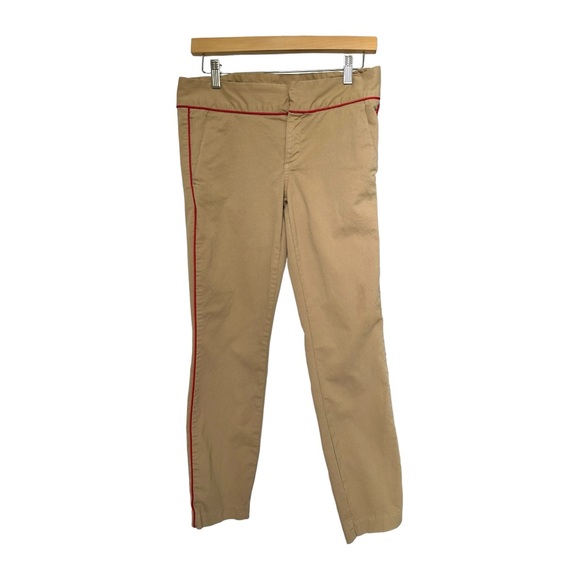 J. Crew Andie Khaki Chino Pants Cotton Tan with Red Piping Trim Size 2 - Picture 12 of 13